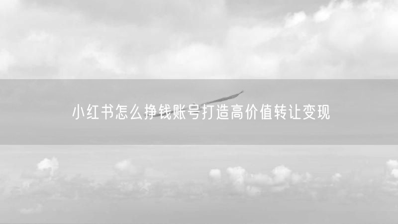 小红书怎么挣钱账号打造高价值转让变现